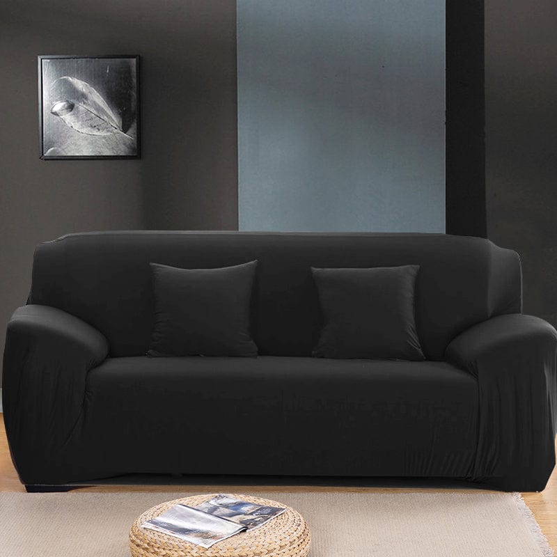 Sofa Cover Housses Extensibles de Fauteuil et Canapé Black / Une place (90-140 cm)