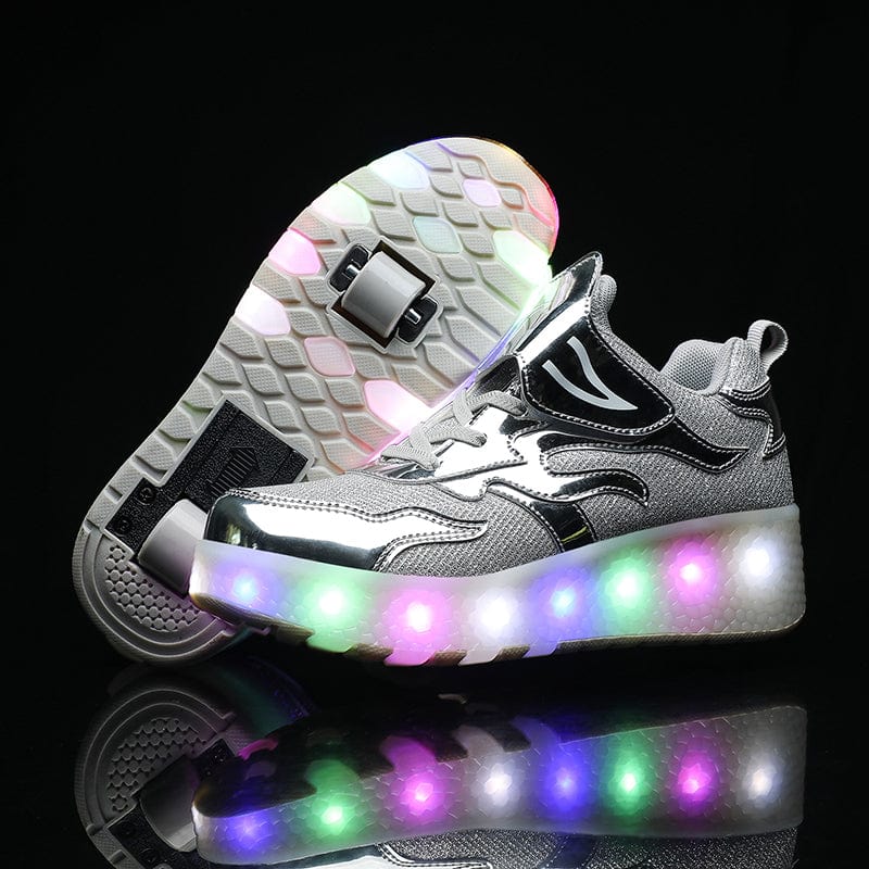 L'W Sneakers - Baskets lumineuses à roulettes Argent / 27