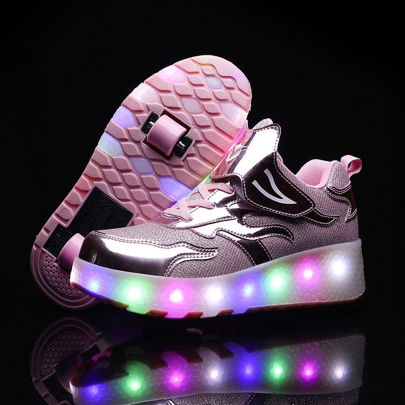 L'W Sneakers - Baskets lumineuses à roulettes Rose / 27