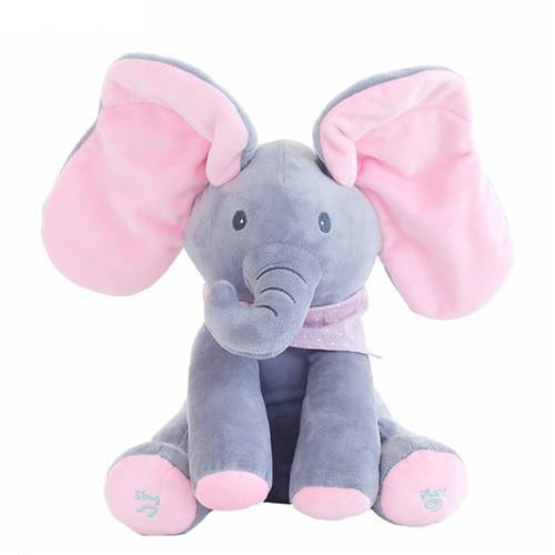 Dumbo l'éléphant animé et musical Rose et Gris